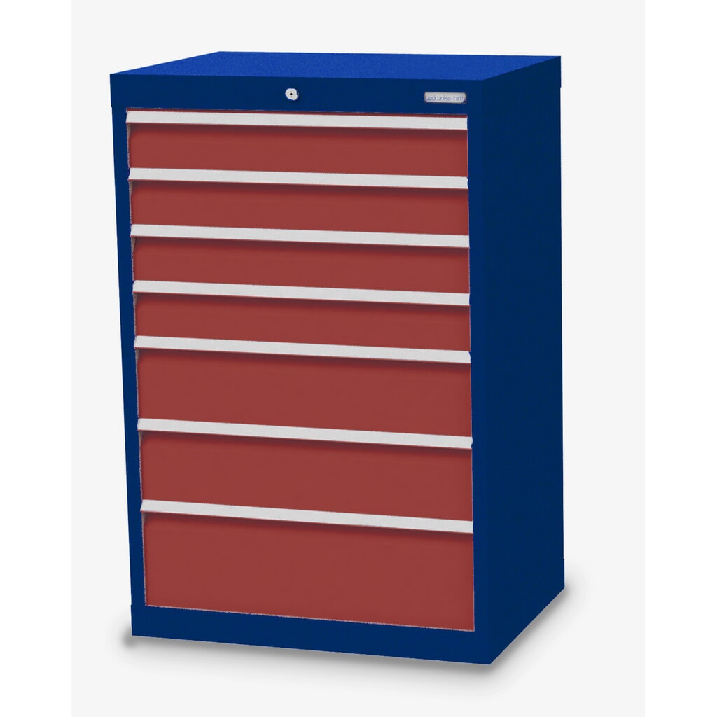 Ladekast Profi, laden 4x100 + 2x150 + 1x200 mm, breedte 680 mm, gentiaanblauw, verkeersrood Product afbeelding: Ladekast Profi, laden 4x100 + 2x150 + 1x200 mm, breedte 680 mm, gentiaanblauw, verkeersrood