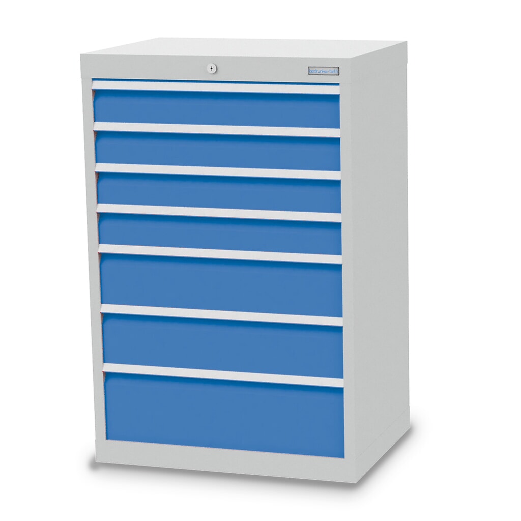Product afbeelding: Ladekast Profi, laden 4x100 + 2x150 + 1x200 mm, breedte 680 mm, lichtgrijs, lichtblauw