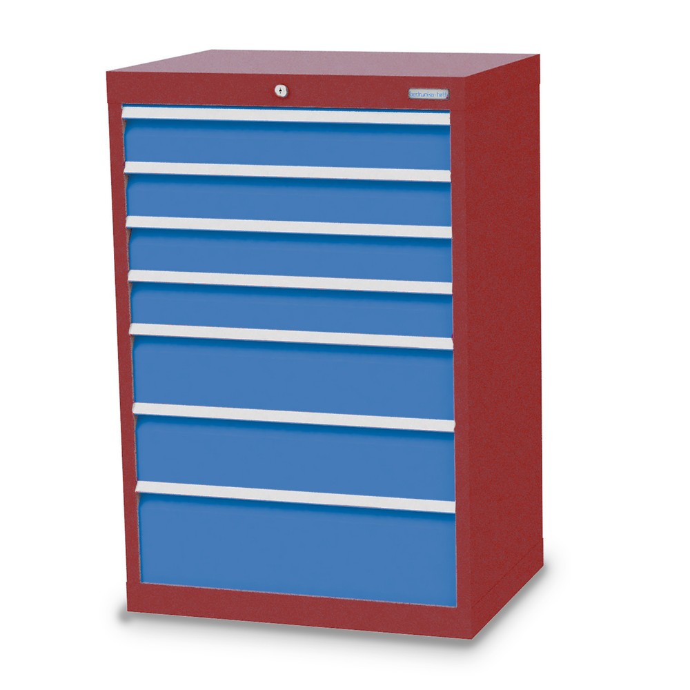 Product afbeelding: Ladekast Profi, laden 4x100 + 2x150 + 1x200 mm, breedte 680 mm, robijnrood, lichtblauw