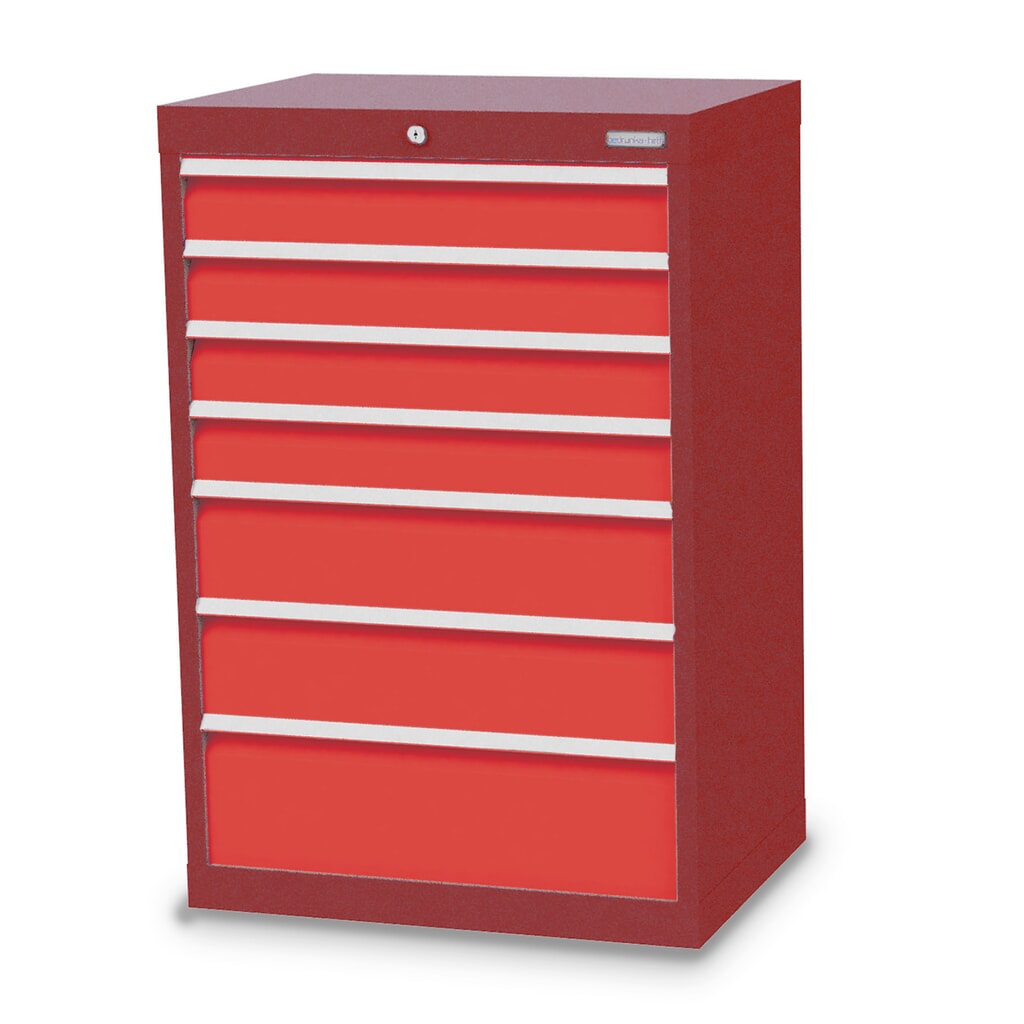 Ladekast Profi, laden 4x100 + 2x150 + 1x200 mm, breedte 680 mm, robijnrood, verkeersrood Product afbeelding: Ladekast Profi, laden 4x100 + 2x150 + 1x200 mm, breedte 680 mm, robijnrood, verkeersrood