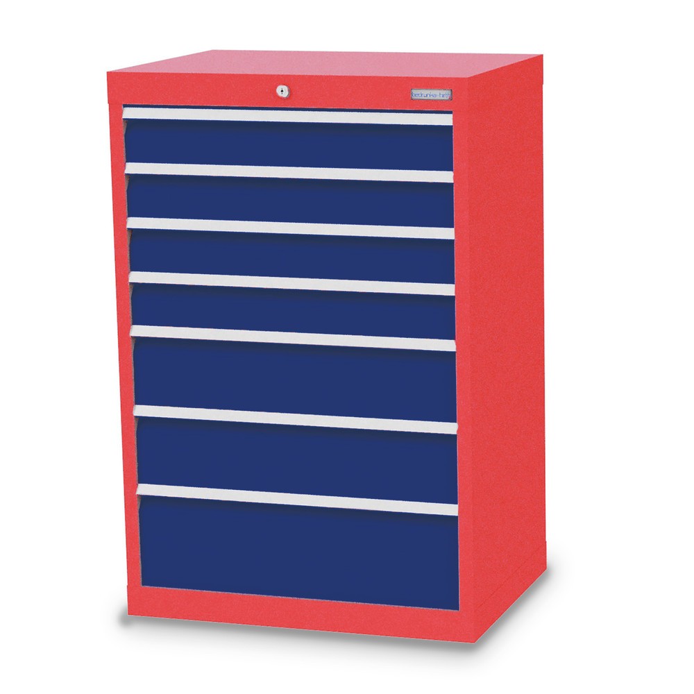 Product afbeelding: Ladekast Profi, laden 4x100 + 2x150 + 1x200 mm, breedte 680 mm, verkeersrood, gentiaanblauw