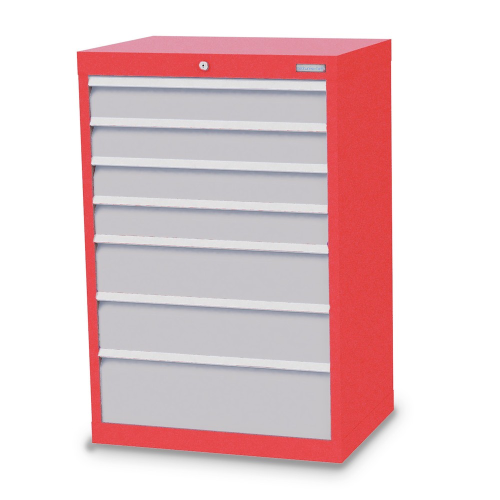 Product afbeelding: Ladekast Profi, laden 4x100 + 2x150 + 1x200 mm, breedte 680 mm, verkeersrood, lichtgrijs