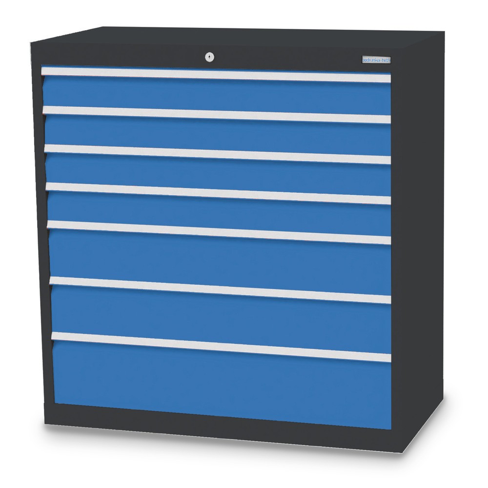 Product afbeelding: Ladekast Profi, laden 4x100 + 2x150 + 1x200 mm, breedte 980 mm, antracietgrijs, lichtblauw