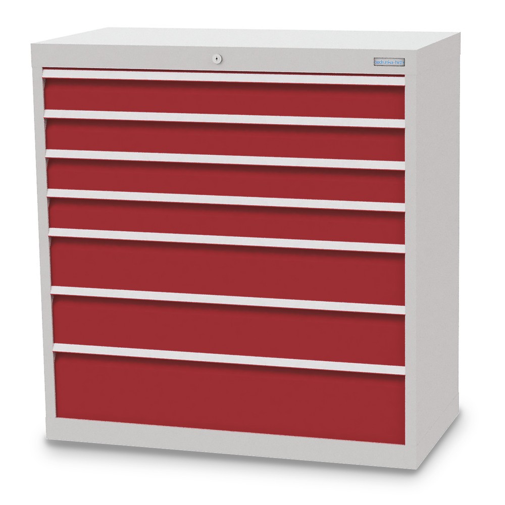 Product afbeelding: Ladekast Profi, laden 4x100 + 2x150 + 1x200 mm, breedte 980 mm, lichtgrijs, robijnrood