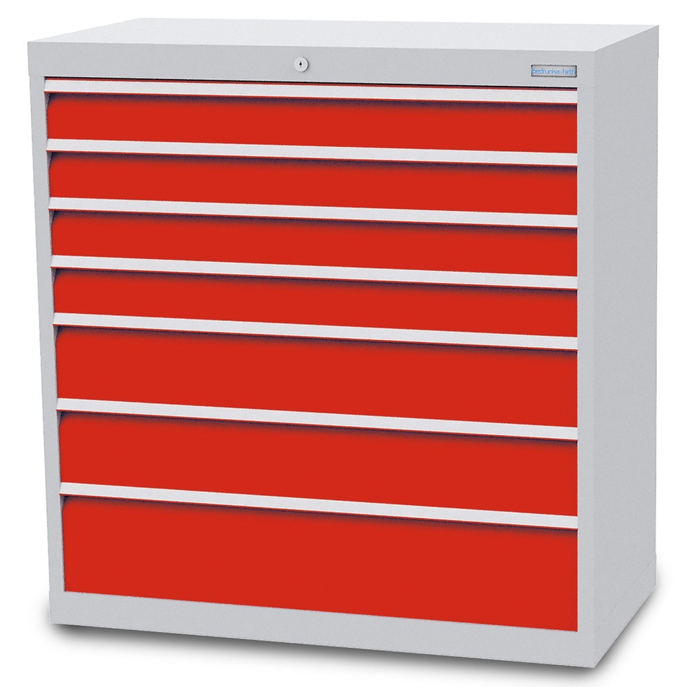 Product afbeelding: Ladekast Profi, laden 4x100 + 2x150 + 1x200 mm, breedte 980 mm, lichtgrijs, verkeersrood