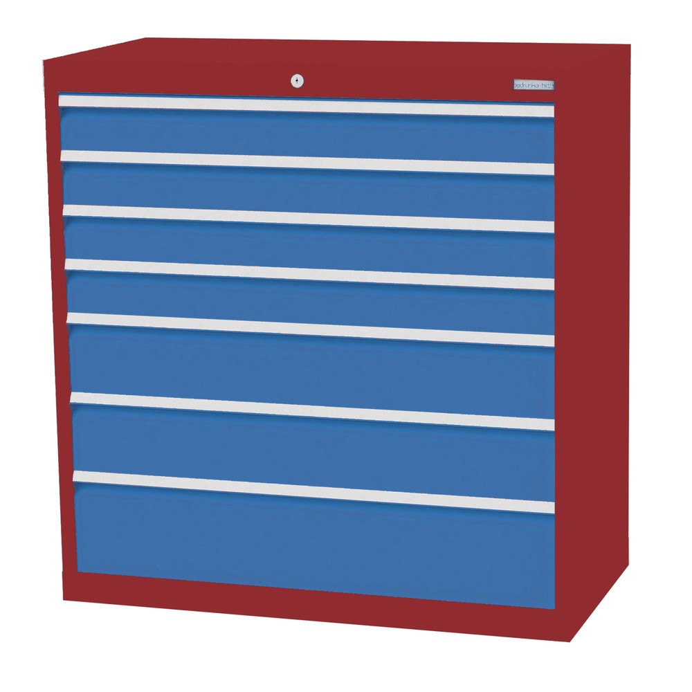Product afbeelding: Ladekast Profi, laden 4x100 + 2x150 + 1x200 mm, breedte 980 mm, robijnrood, lichtblauw
