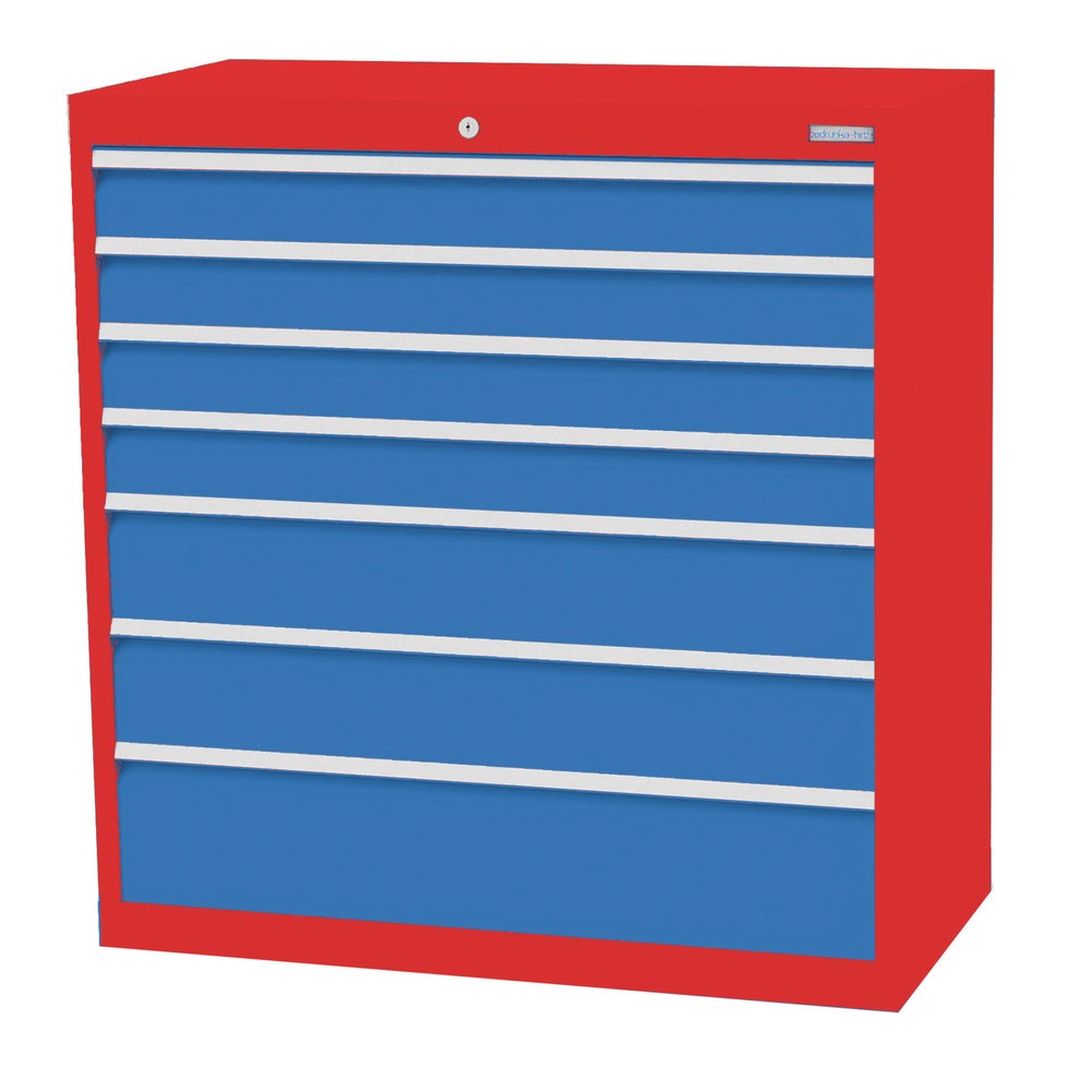 Product afbeelding: Ladekast Profi, laden 4x100 + 2x150 + 1x200 mm, breedte 980 mm, verkeersrood, lichtblauw