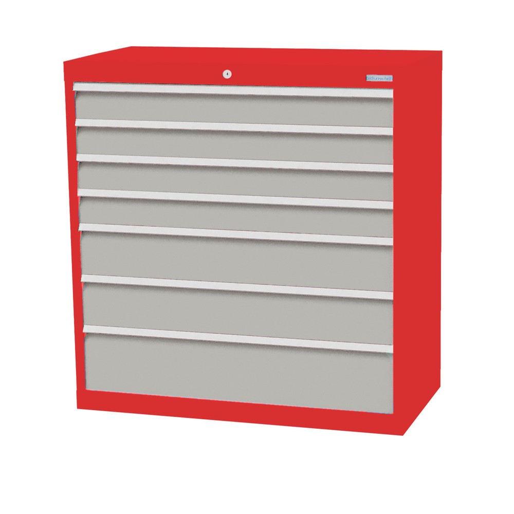 Product afbeelding: Ladekast Profi, laden 4x100 + 2x150 + 1x200 mm, breedte 980 mm, verkeersrood, lichtgrijs