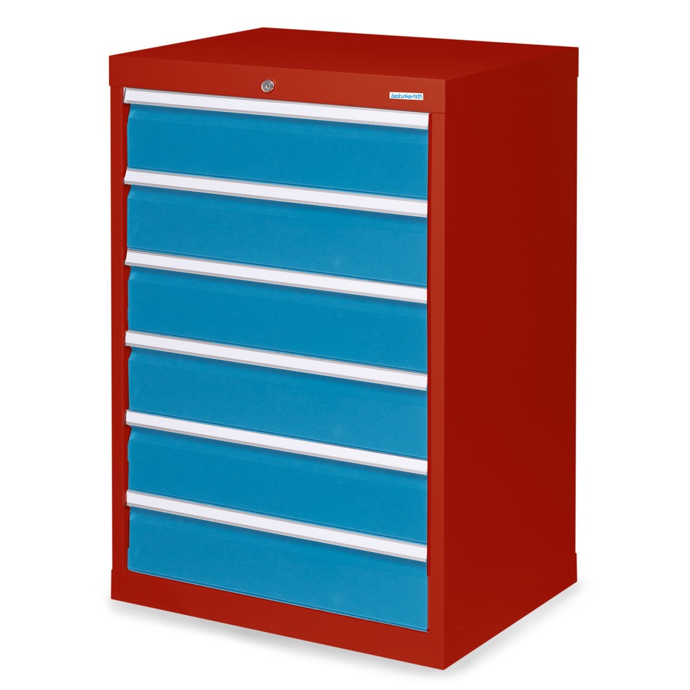 Product afbeelding: Ladekast Profi, laden 6x 150 mm, breedte 680 mm, robijnrood, lichtblauw