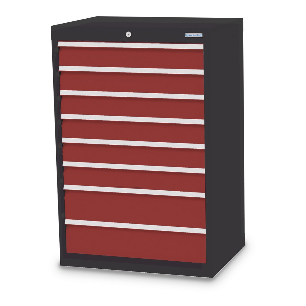 Product afbeelding: Ladekast Profi, laden 6x100 + 2x150 mm, breedte 680 mm, antracietgrijs, robijnrood
