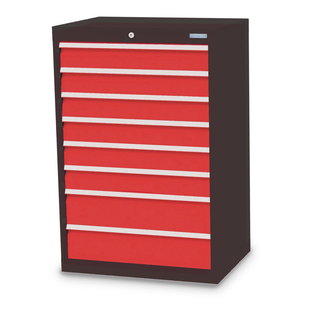 Product afbeelding: Ladekast Profi, laden 6x100 + 2x150 mm, breedte 680 mm, antracietgrijs, verkeersrood