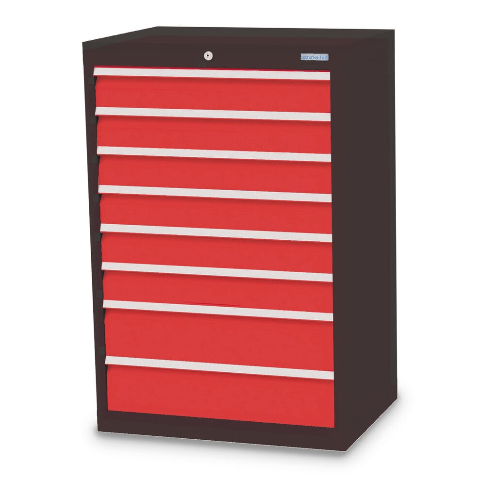 Ladekast Profi, laden 6x100 + 2x150 mm, breedte 680 mm, antracietgrijs, verkeersrood Product afbeelding: Ladekast Profi, laden 6x100 + 2x150 mm, breedte 680 mm, antracietgrijs, verkeersrood