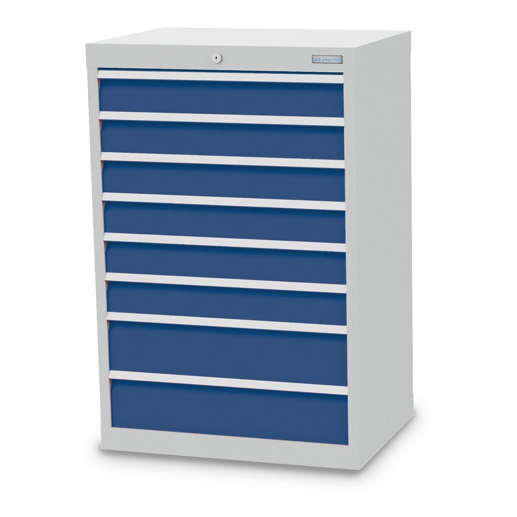 Ladekast Profi, laden 6x100 + 2x150 mm, breedte 680 mm, lichtgrijs, gentiaanblauw Product afbeelding: Ladekast Profi, laden 6x100 + 2x150 mm, breedte 680 mm, lichtgrijs, gentiaanblauw