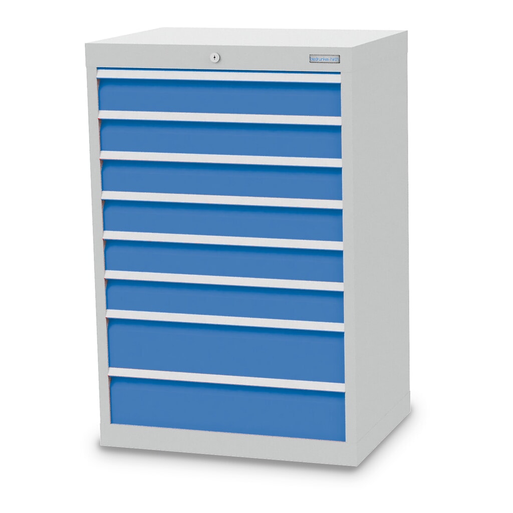 Ladekast Profi, laden 6x100 + 2x150 mm, breedte 680 mm, lichtgrijs, lichtblauw Product afbeelding: Ladekast Profi, laden 6x100 + 2x150 mm, breedte 680 mm, lichtgrijs, lichtblauw