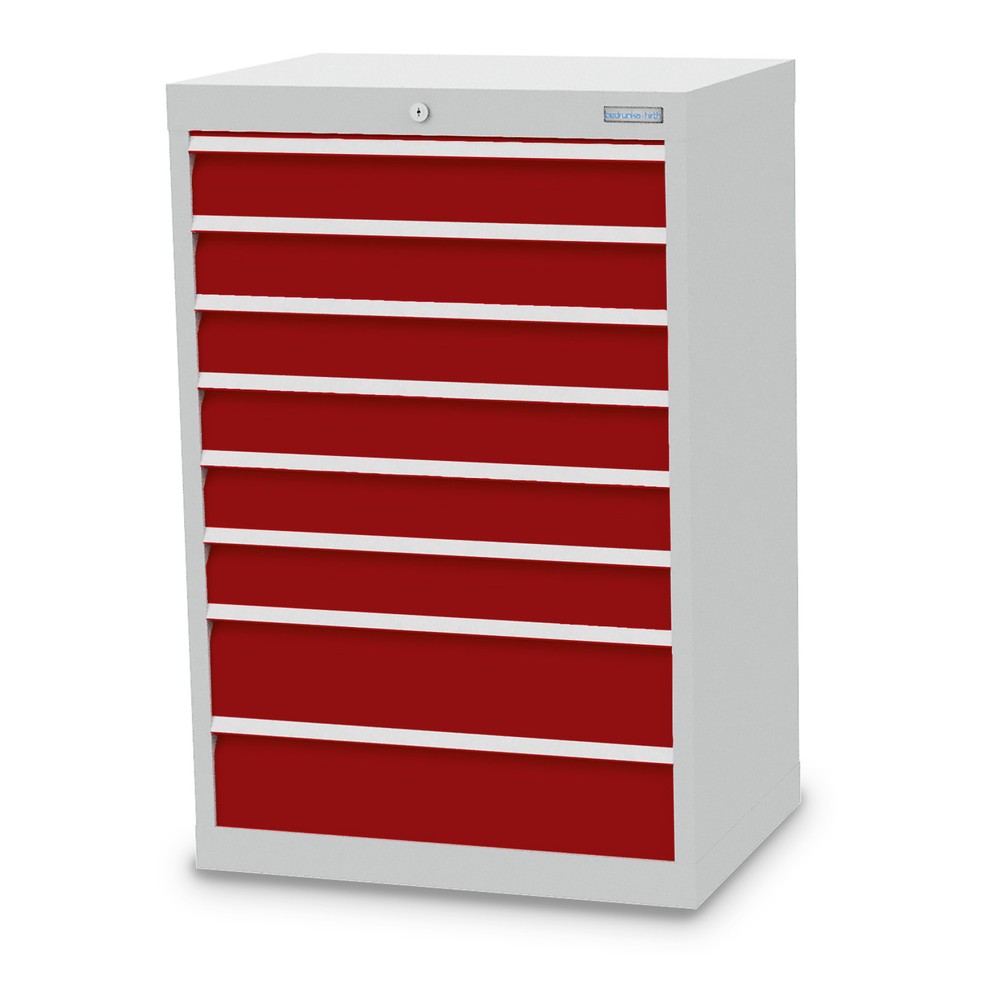 Product afbeelding: Ladekast Profi, laden 6x100 + 2x150 mm, breedte 680 mm, lichtgrijs, robijnrood