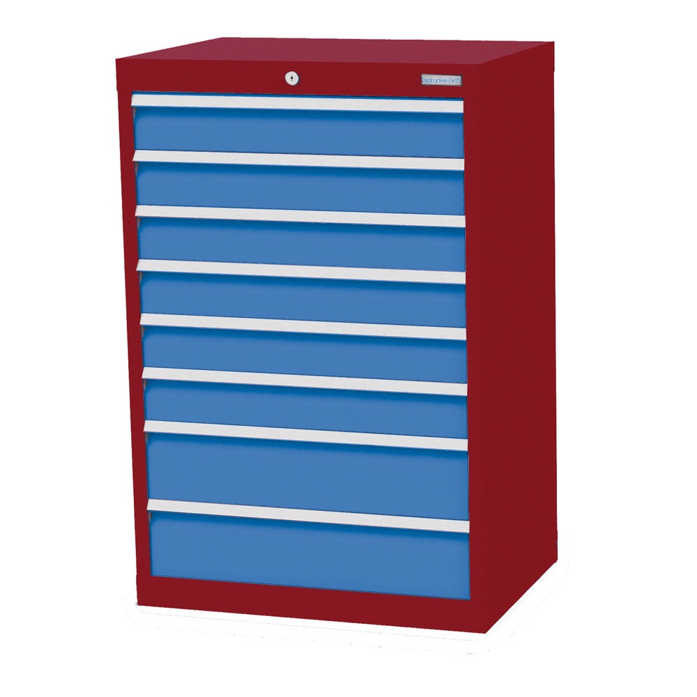 Product afbeelding: Ladekast Profi, laden 6x100 + 2x150 mm, breedte 680 mm, robijnrood, lichtblauw