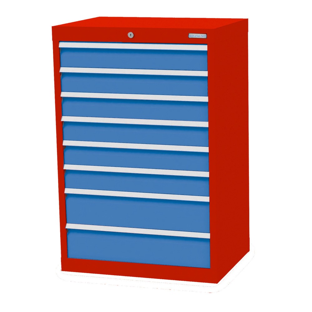 Product afbeelding: Ladekast Profi, laden 6x100 + 2x150 mm, breedte 680 mm, verkeersrood, lichtblauw