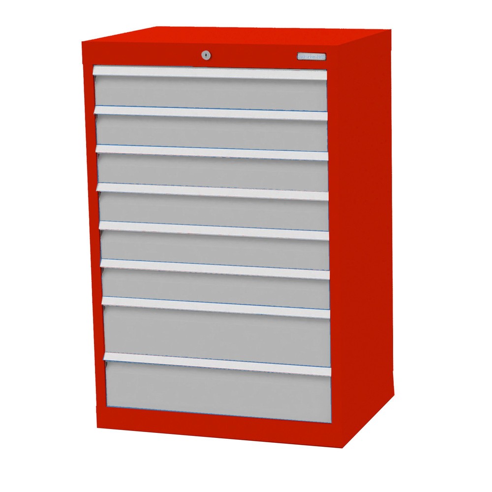 Product afbeelding: Ladekast Profi, laden 6x100 + 2x150 mm, breedte 680 mm, verkeersrood, lichtgrijs