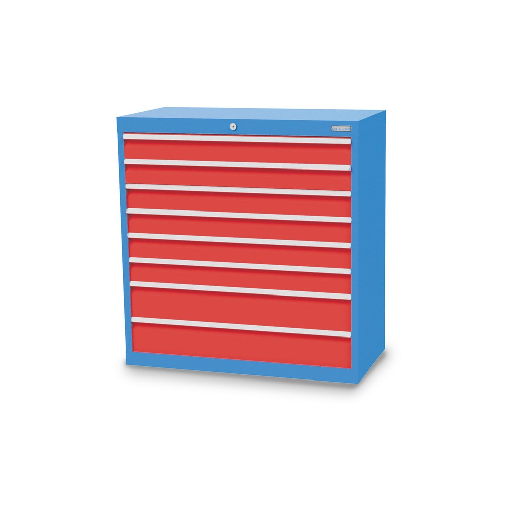 Product afbeelding: Ladekast Profi, laden 6x100 + 2x150 mm, breedte 980 mm, lichtblauw, verkeersrood