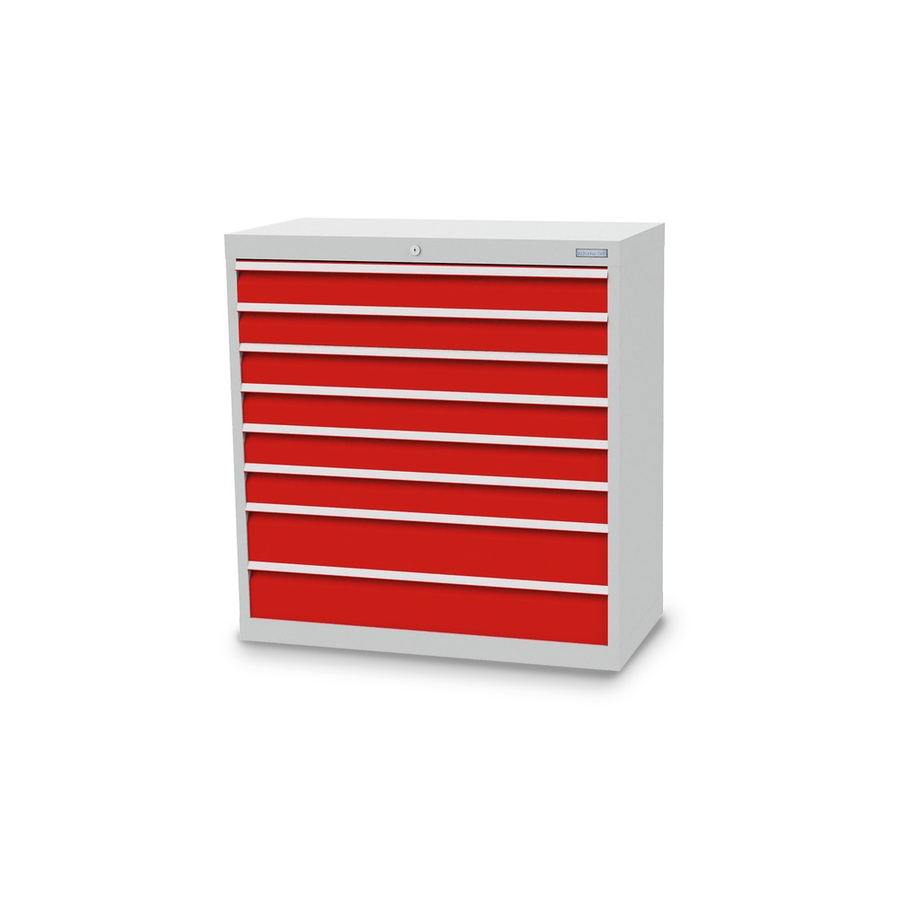 Product afbeelding: Ladekast Profi, laden 6x100 + 2x150 mm, breedte 980 mm, lichtgrijs, verkeersrood