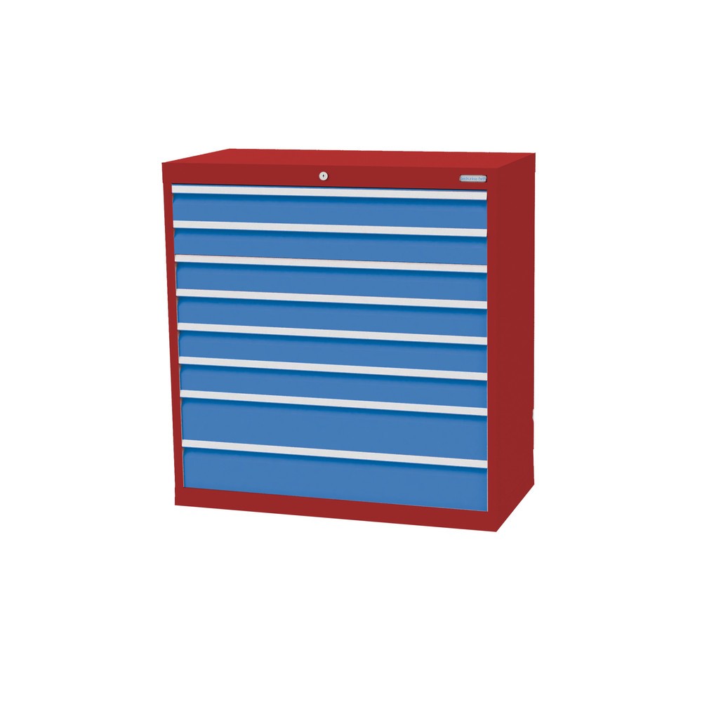 Product afbeelding: Ladekast Profi, laden 6x100 + 2x150 mm, breedte 980 mm, robijnrood, lichtblauw