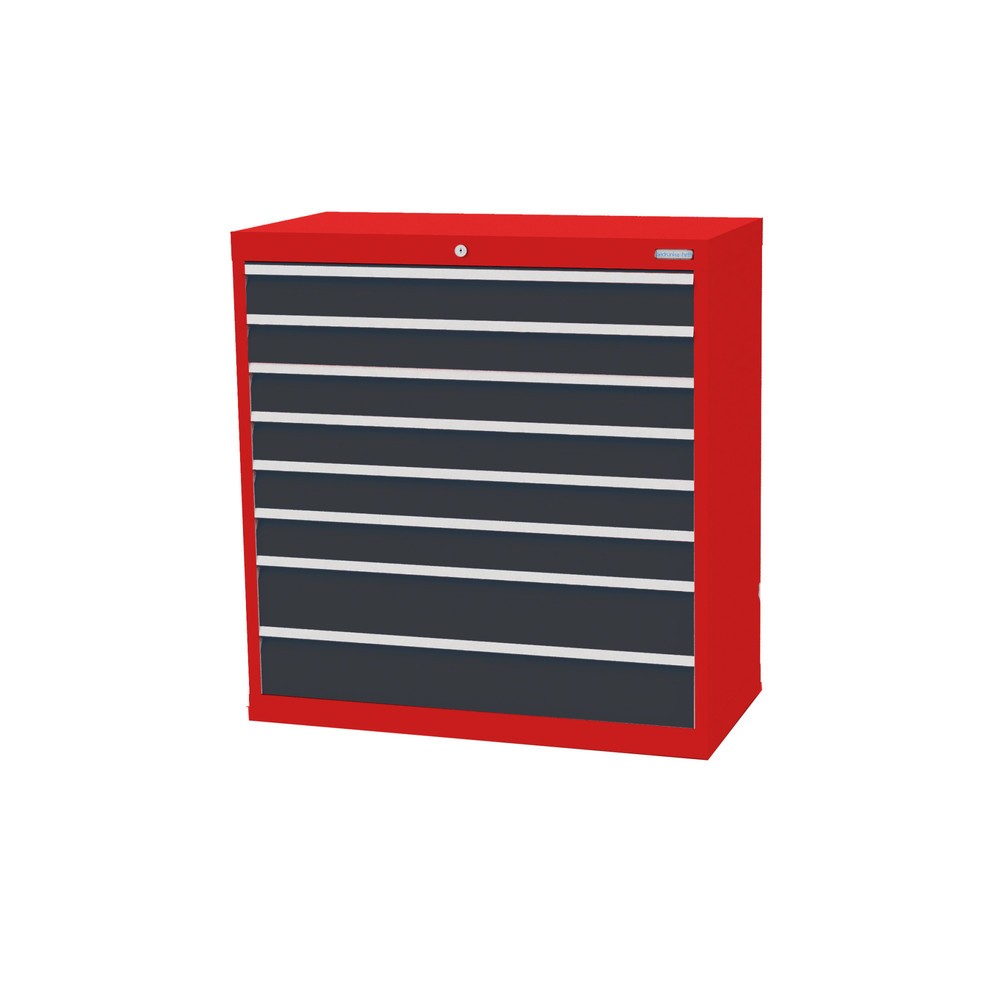 Product afbeelding: Ladekast Profi, laden 6x100 + 2x150 mm, breedte 980 mm, verkeersrood, antracietgrijs