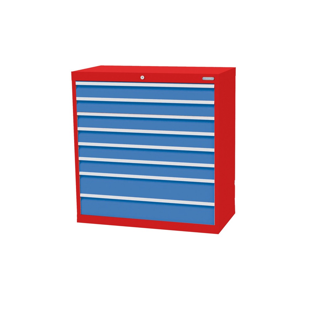 Product afbeelding: Ladekast Profi, laden 6x100 + 2x150 mm, breedte 980 mm, verkeersrood, lichtblauw