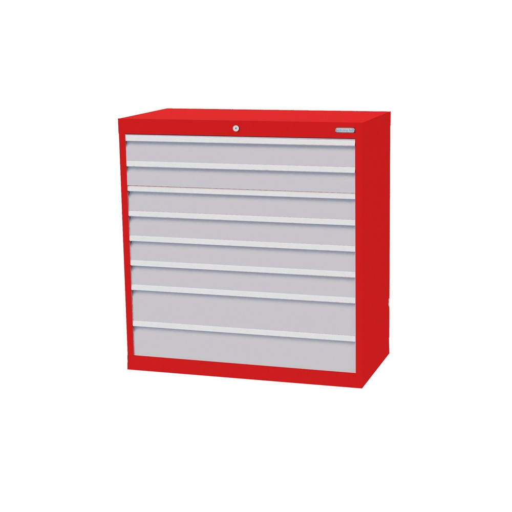 Product afbeelding: Ladekast Profi, laden 6x100 + 2x150 mm, breedte 980 mm, verkeersrood, lichtgrijs