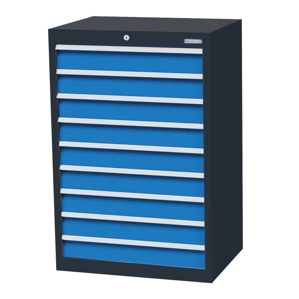 Product afbeelding: Ladekast Profi, laden 9x100 mm, breedte 680 mm, antracietgrijs, lichtblauw