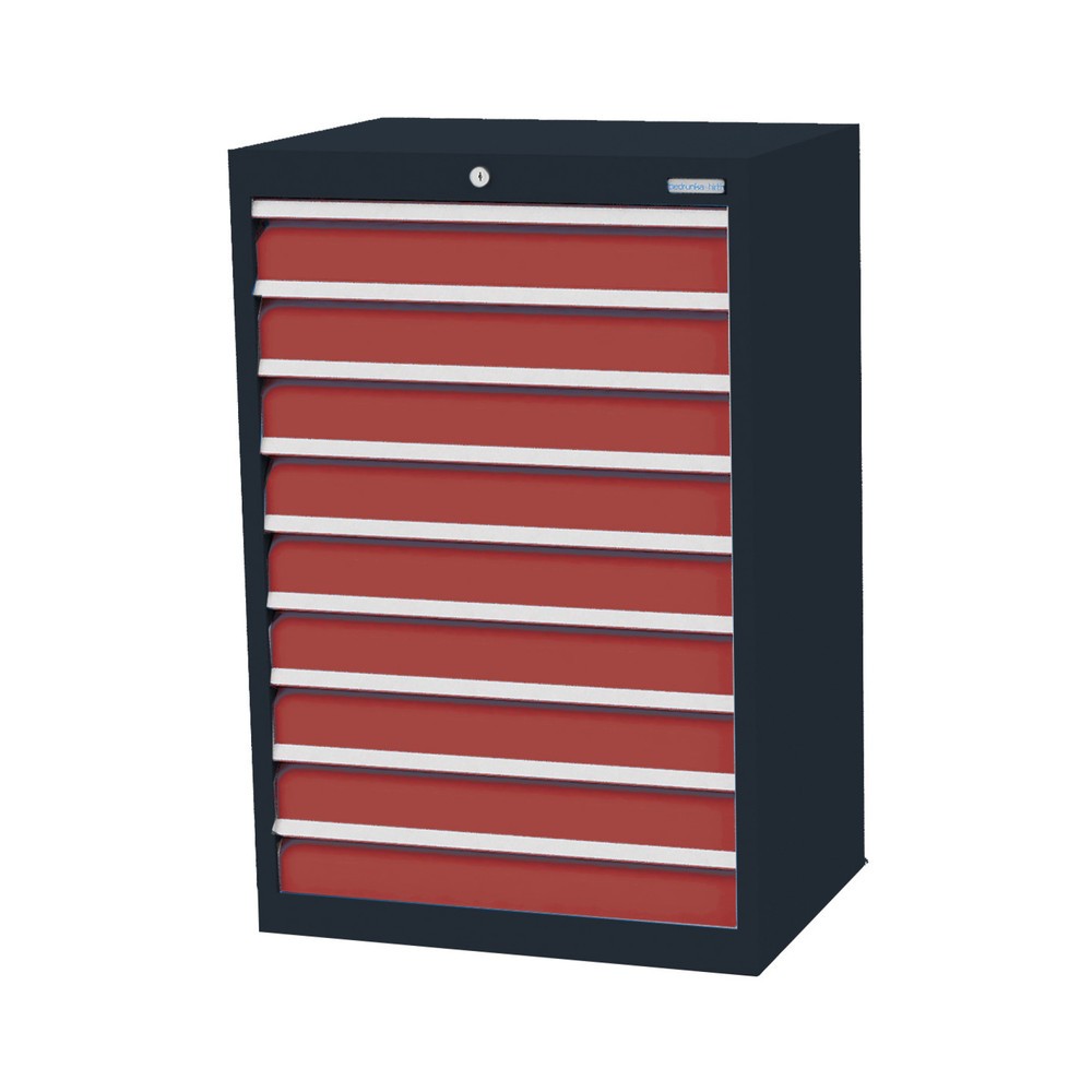 Product afbeelding: Ladekast Profi, laden 9x100 mm, breedte 680 mm, antracietgrijs, robijnrood