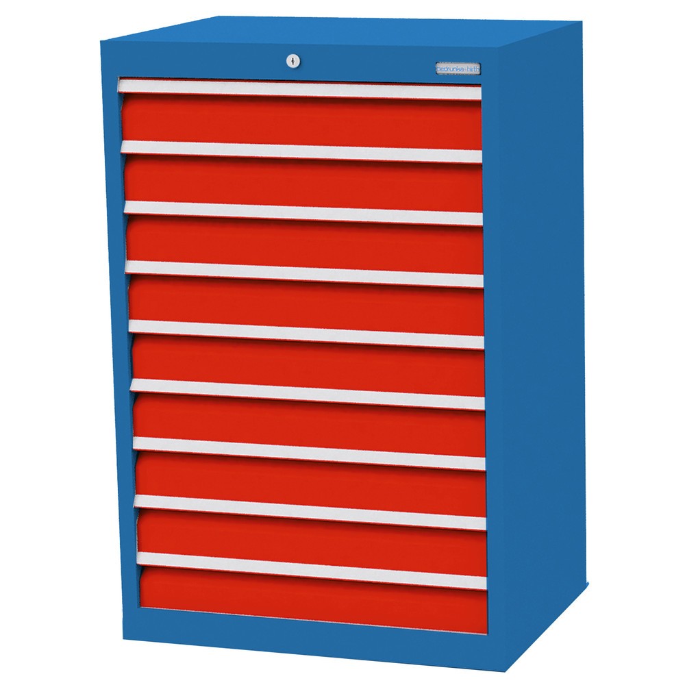 Product afbeelding: Ladekast Profi, laden 9x100 mm, breedte 680 mm, lichtblauw, verkeersrood