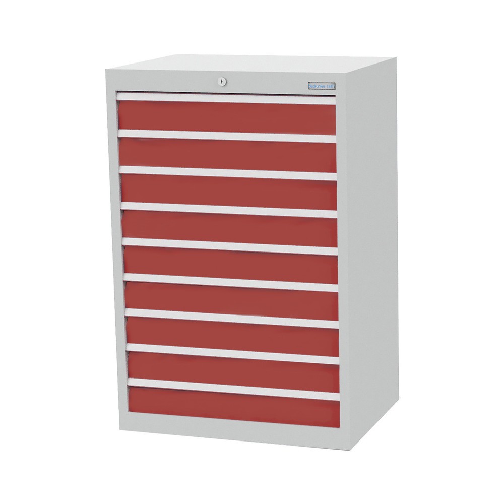 Product afbeelding: Ladekast Profi, laden 9x100 mm, breedte 680 mm, lichtgrijs, robijnrood