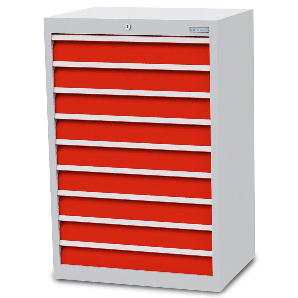 Product afbeelding: Ladekast Profi, laden 9x100 mm, breedte 680 mm, lichtgrijs, verkeersrood