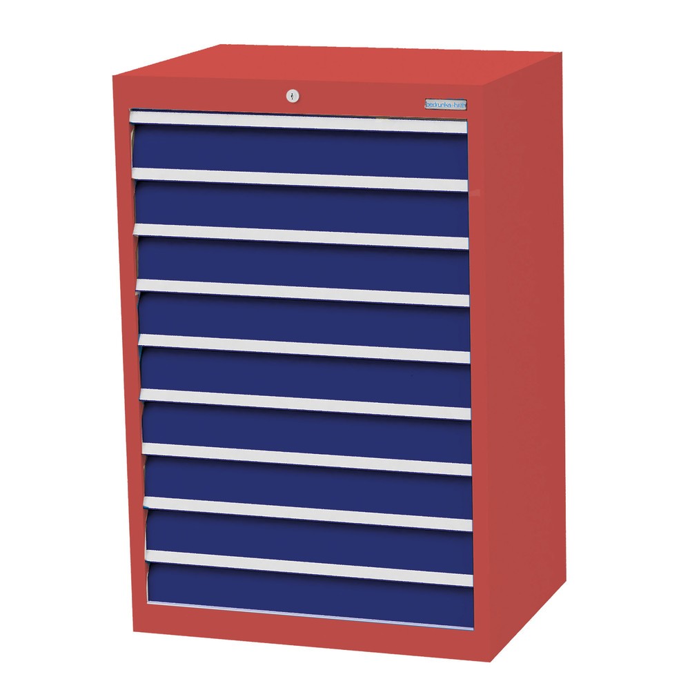 Product afbeelding: Ladekast Profi, laden 9x100 mm, breedte 680 mm, robijnrood, gentiaanblauw
