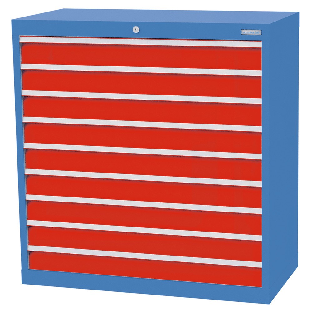 Product afbeelding: Ladekast Profi, laden 9x100 mm, breedte 980 mm, lichtblauw, verkeersrood