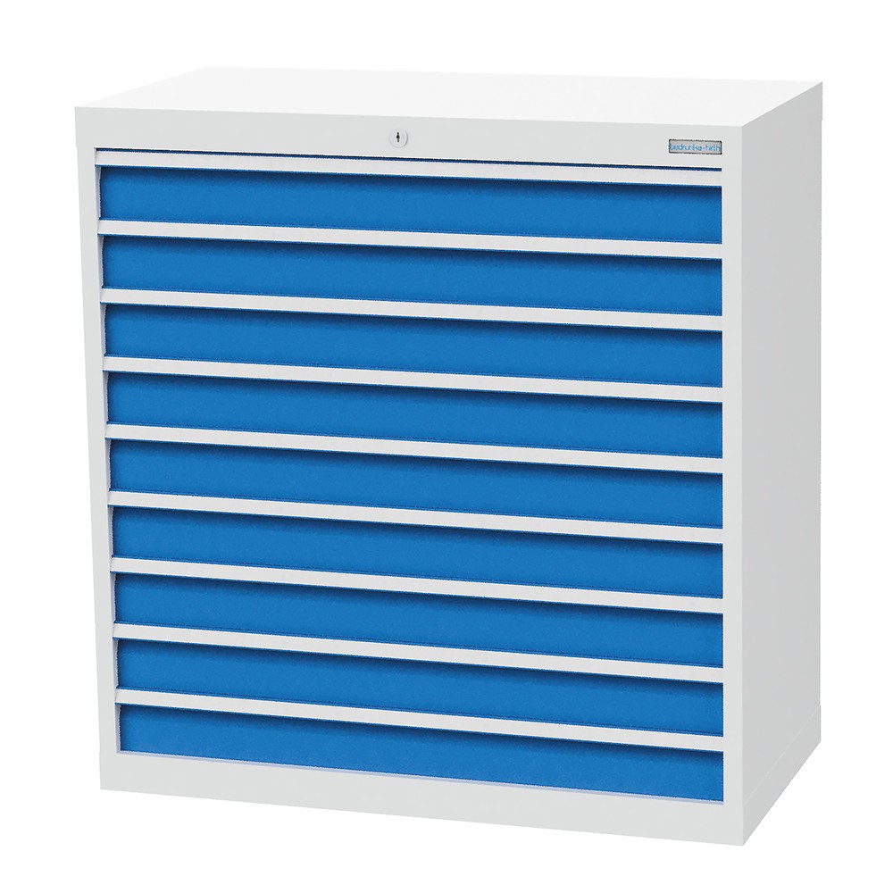 Productafbeelding nr. 1: Ladekast Profi, laden 9x100 mm, breedte 980 mm, lichtgrijs, lichtblauw