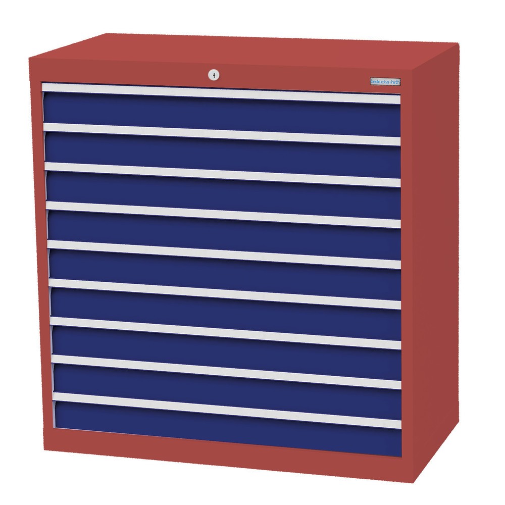 Product afbeelding: Ladekast Profi, laden 9x100 mm, breedte 980 mm, robijnrood, gentiaanblauw