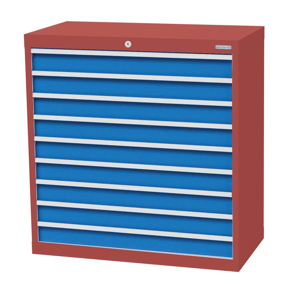 Productafbeelding nr. 1: Ladekast Profi, laden 9x100 mm, breedte 980 mm, robijnrood, lichtblauw