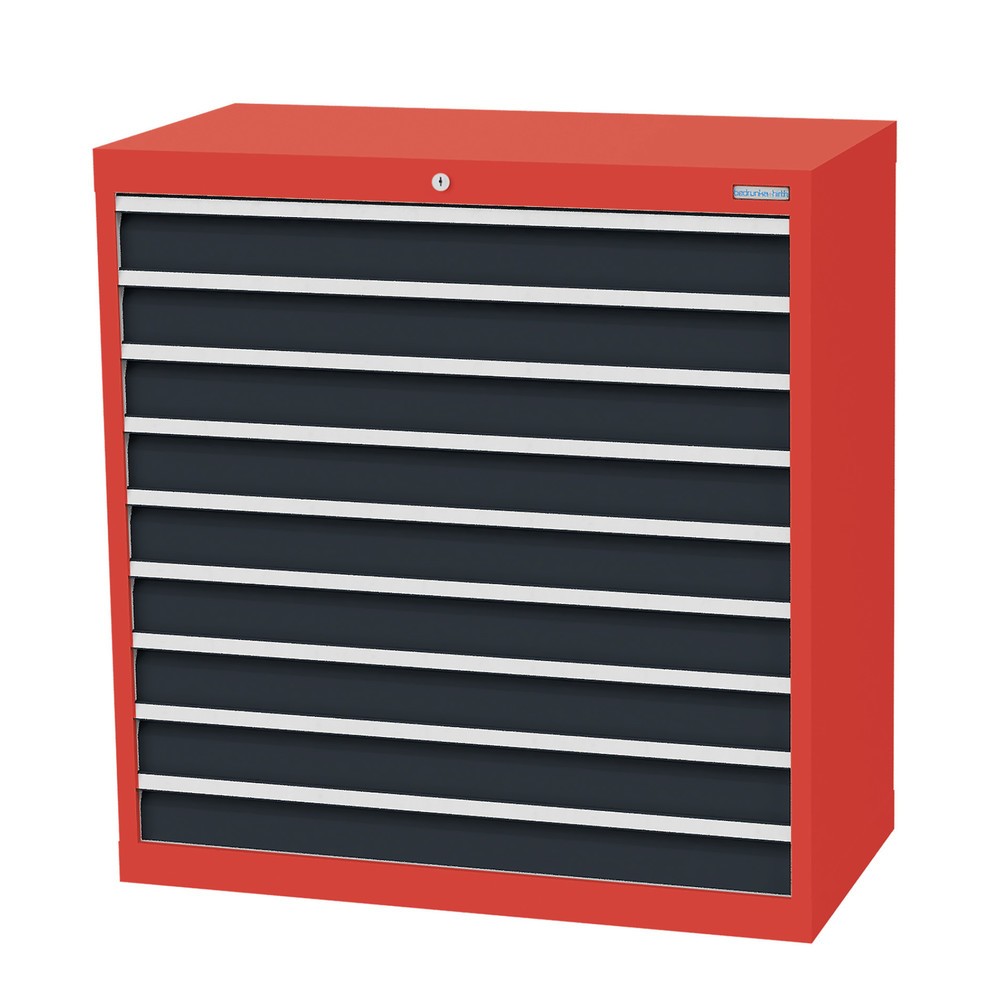 Product afbeelding: Ladekast Profi, laden 9x100 mm, breedte 980 mm, verkeersrood, antracietgrijs