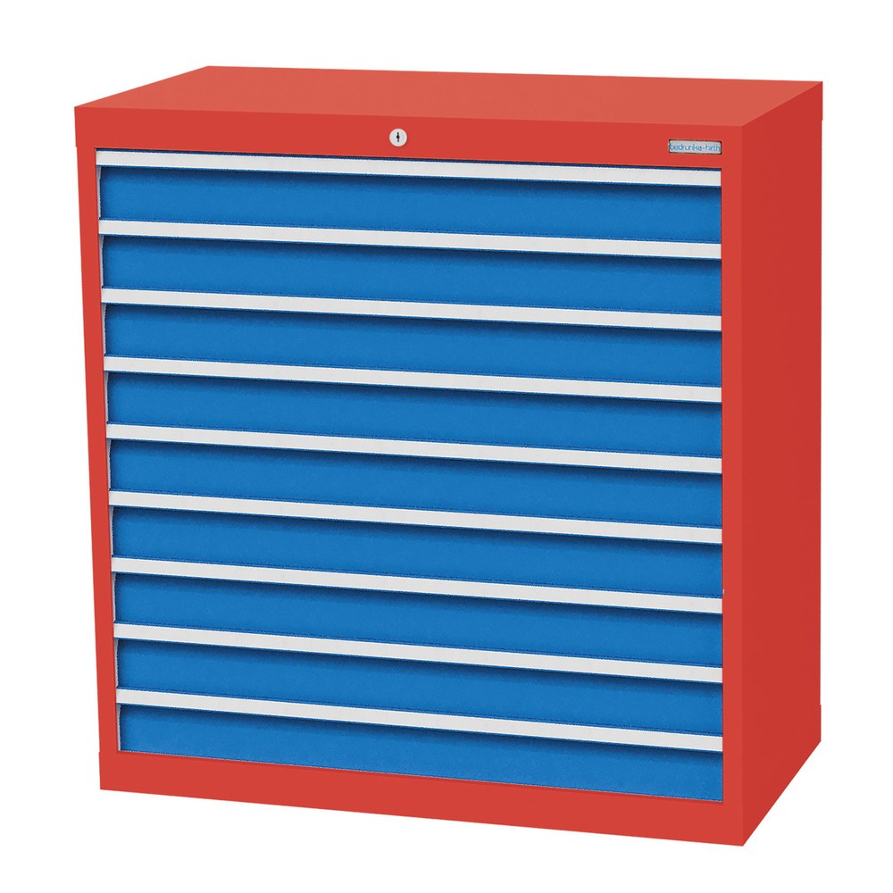 Productafbeelding nr. 1: Ladekast Profi, laden 9x100 mm, breedte 980 mm, verkeersrood, lichtblauw