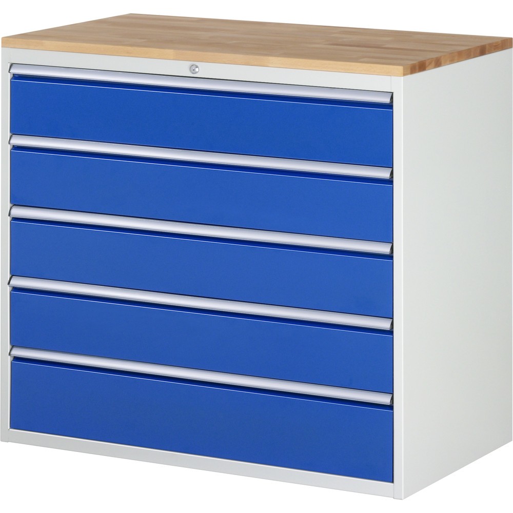 Product afbeelding: RAU ladekast serie 7000, h x b x d 1.035 x 1.145 x 650 mm, met 5 lades maat XXL, beuken blad