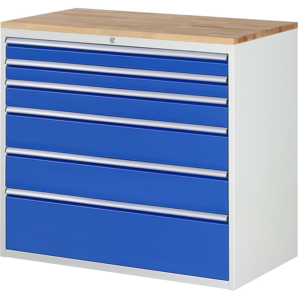 Productafbeelding nr. 1: Ladekast RAU serie 7000, hxbxd 1.035 x 1.145 x 650 mm, 6 lades 2 x 90, 1 x 120, 2 x 180, 1 x 270 mm, beuken werkblad