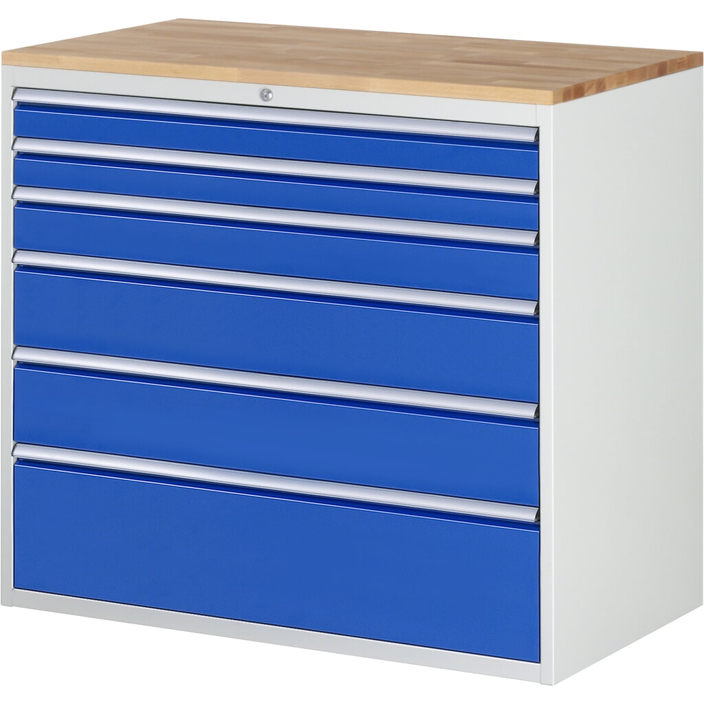 Product afbeelding: RAU ladekast serie 7000, h x b x d 1.035 x 1.145 x 650 mm, met 6 lades maat XXL, beuken blad