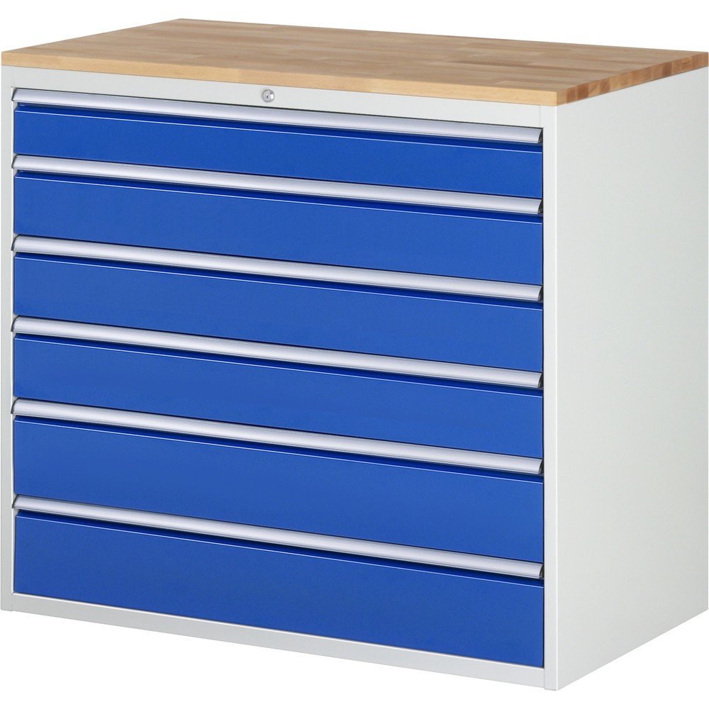 Productafbeelding nr. 1: Ladekast RAU serie 7000, hxbxd 1.035 x 1.145 x 650 mm, 6 lades 1 x 120, 3 x 150, 2 x 180 mm, beuken werkblad