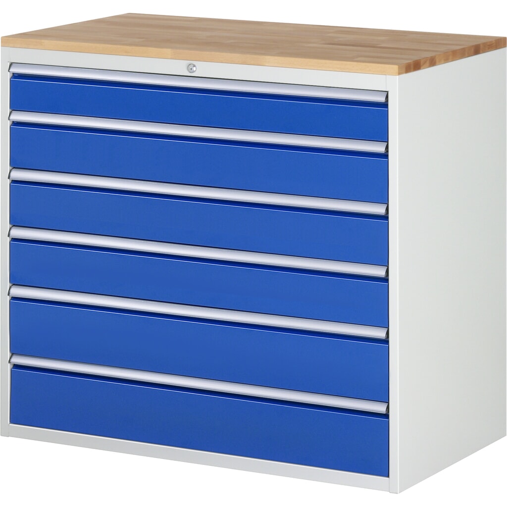 Product afbeelding: RAU ladekast serie 7000, h x b x d 1.035 x 1.145 x 650 mm, met 6 lades maat XXL, beuken blad