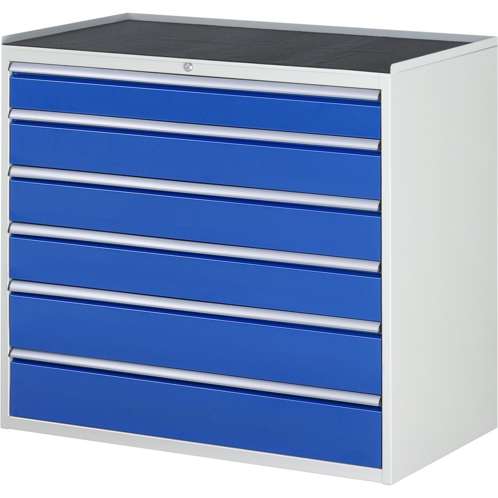 Productafbeelding nr. 1: Ladekast RAU serie 7000, hxbxd 1.035 x 1.145 x 650 mm, 6 lades 1 x 120, 3 x 150, 2 x 180 mm, metalen werkblad
