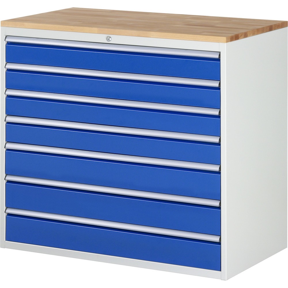 Productafbeelding nr. 1: Ladekast RAU serie 7000, hxbxd 1.035 x 1.145 x 650 mm, 7 lades 4 x 120, 3 x 150 mm, beuken werkblad