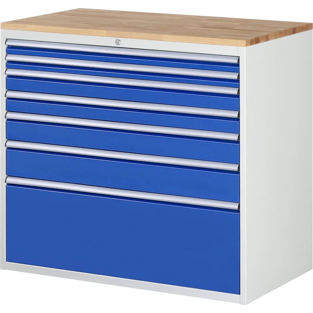 Productafbeelding nr. 1: Ladekast RAU serie 7000, hxbxd 1.035 x 1.145 x 650 mm, 7 lades 2 x 60, 2 x 90, 1 x 120, 1 x 150, 1 x 360 mm, beuken werkblad