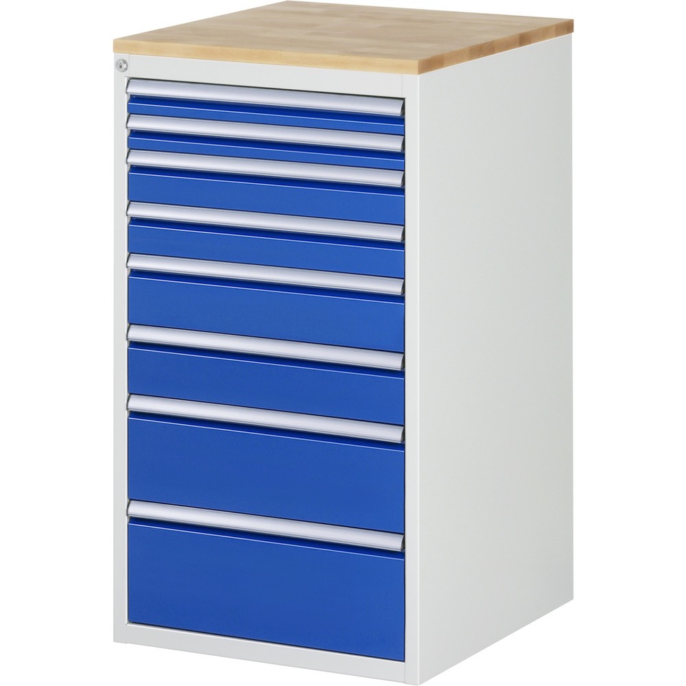 Productafbeelding nr. 1: Ladekast RAU serie 7000, hxbxd 1.035 x 580 x 650 mm, 8 lades 2 x 60, 2 x 90, 2 x 120, 1 x 180, 1 x 210 mm, beuken werkblad