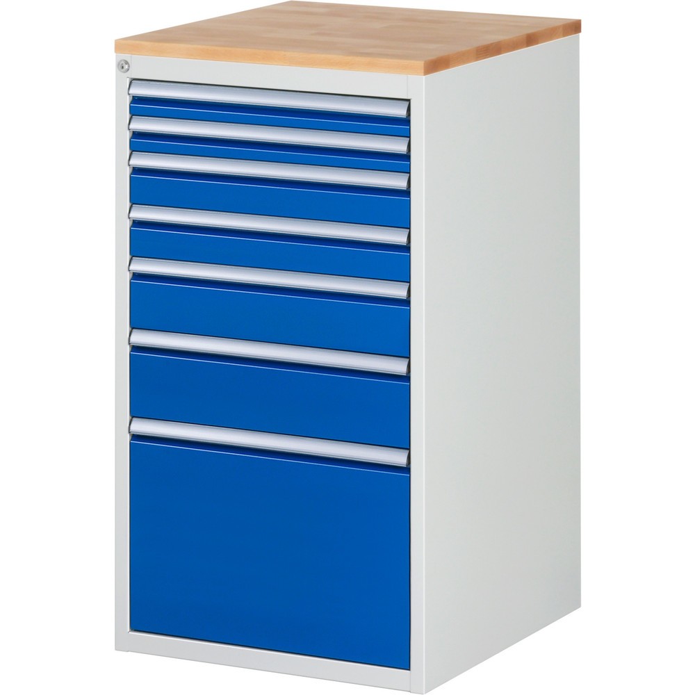 Productafbeelding nr. 1: Ladekast RAU serie 7000, hxbxd 1.035 x 580 x 650 mm, 7 lades 2 x 60, 2 x 90, 1 x 120, 1 x 150, 1 x 360 mm, beuken werkblad